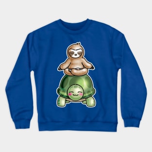 Yoga Sloth Riding turtle Crewneck Sweatshirt